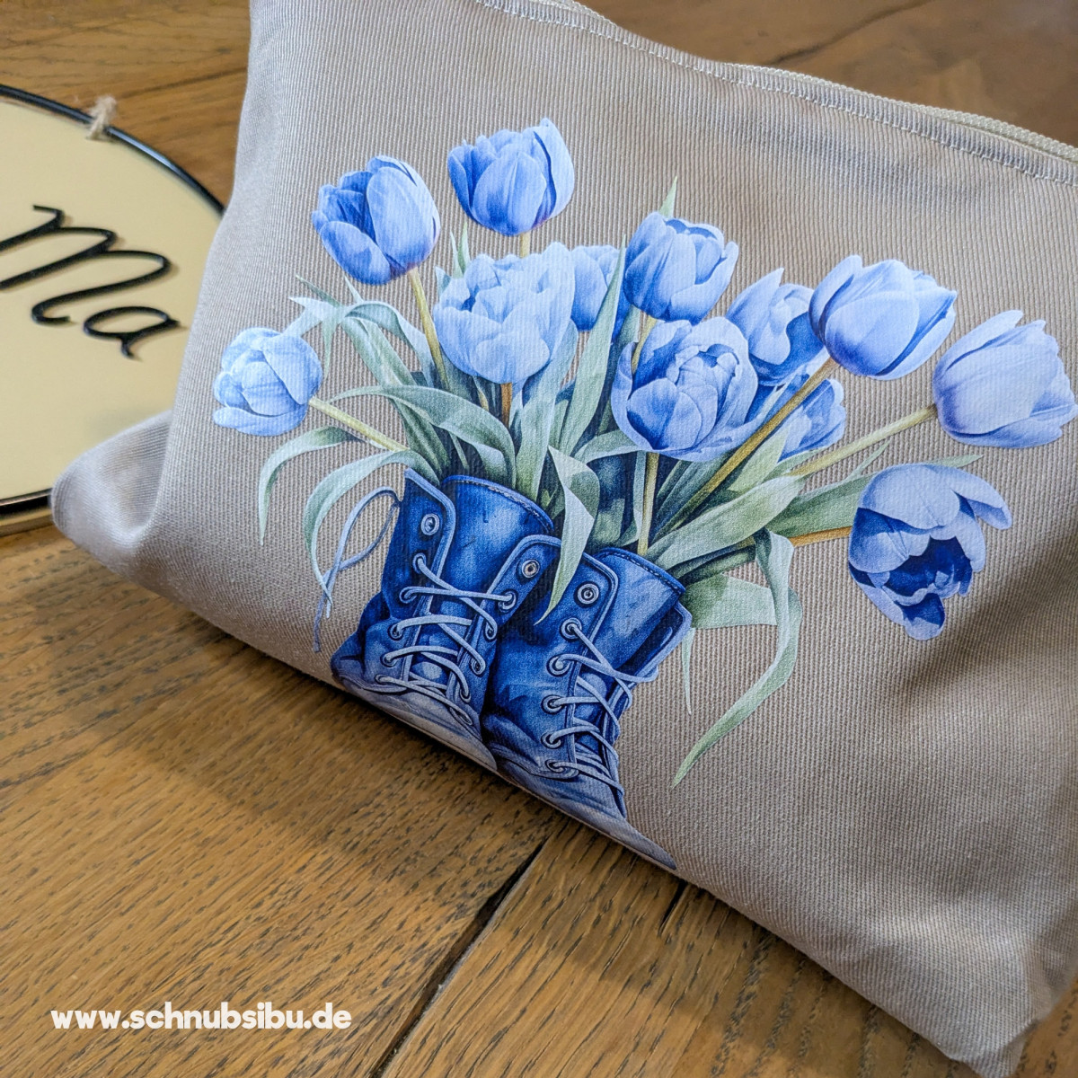 Bügelbild Flower Boots blau